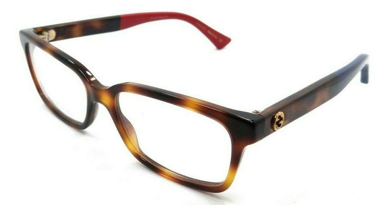 New Gucci Gg 0168o 004 Havana Eyeglasses 53mm With Red And Blue Temples Wcase True View Optics