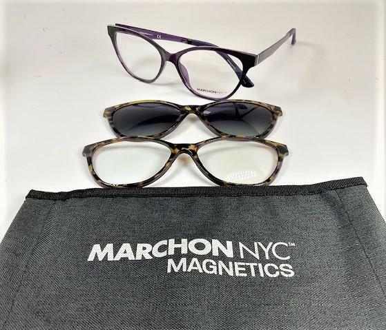 MARCHON M-1500 513 Purple MAG-SET Eyeglasses And Magnetic Clips