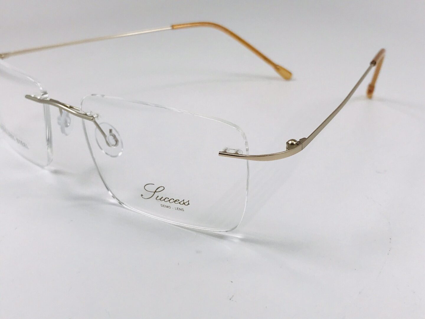 New SUCCESS SS-242 Gold Stainless Steel Rimless Eyeglasses 54mm with Case - Image 4