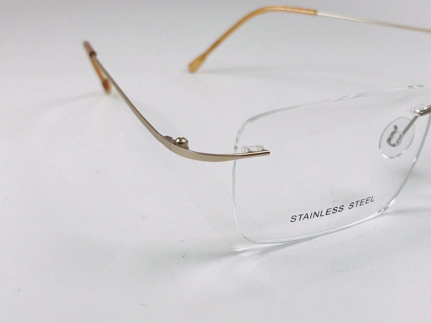 New SUCCESS SS-242 Gold Stainless Steel Rimless Eyeglasses 54mm with Case - Image 5