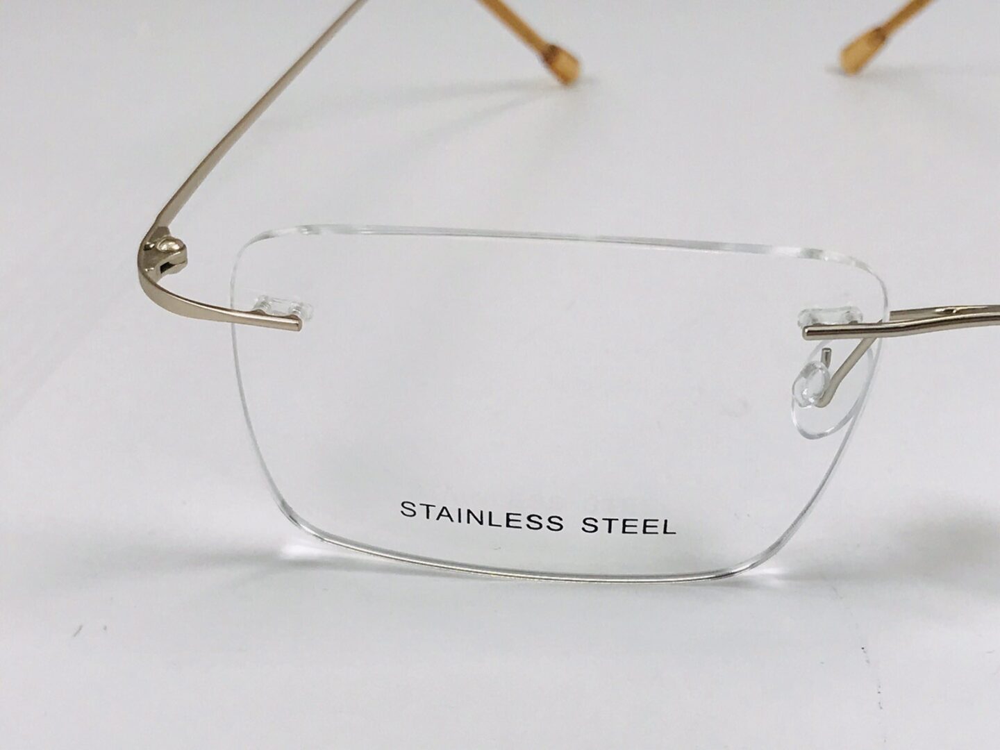 New SUCCESS SS-242 Gold Stainless Steel Rimless Eyeglasses 54mm with Case - Image 8