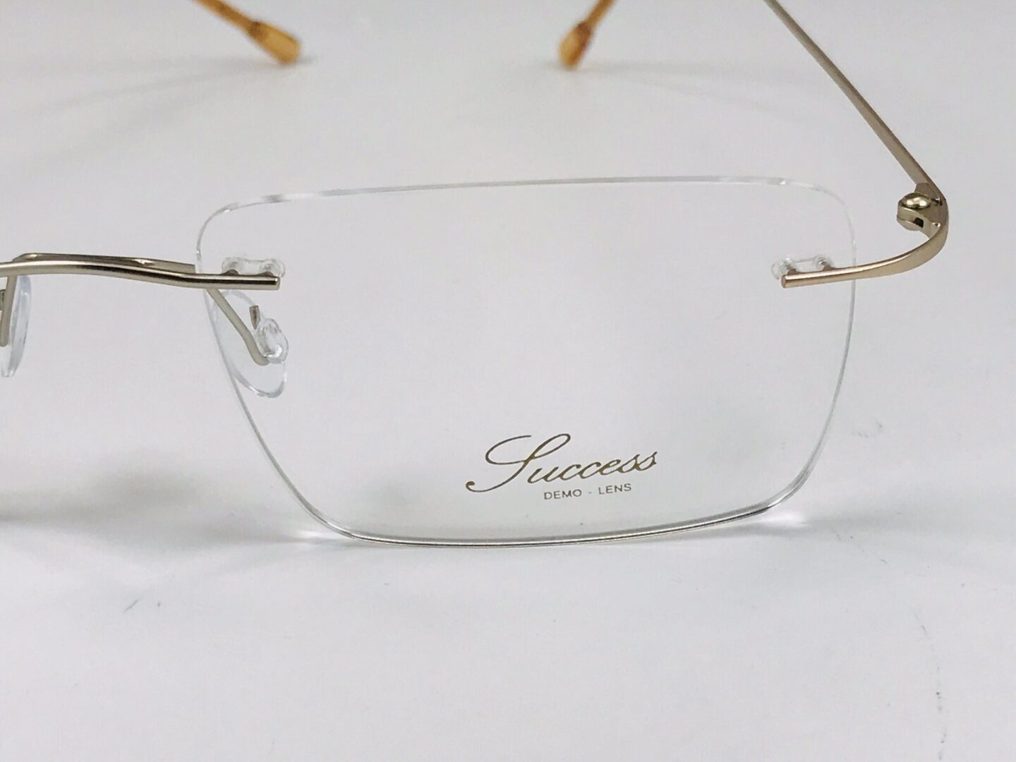 New SUCCESS SS-242 Gold Stainless Steel Rimless Eyeglasses 54mm with Case - Image 9