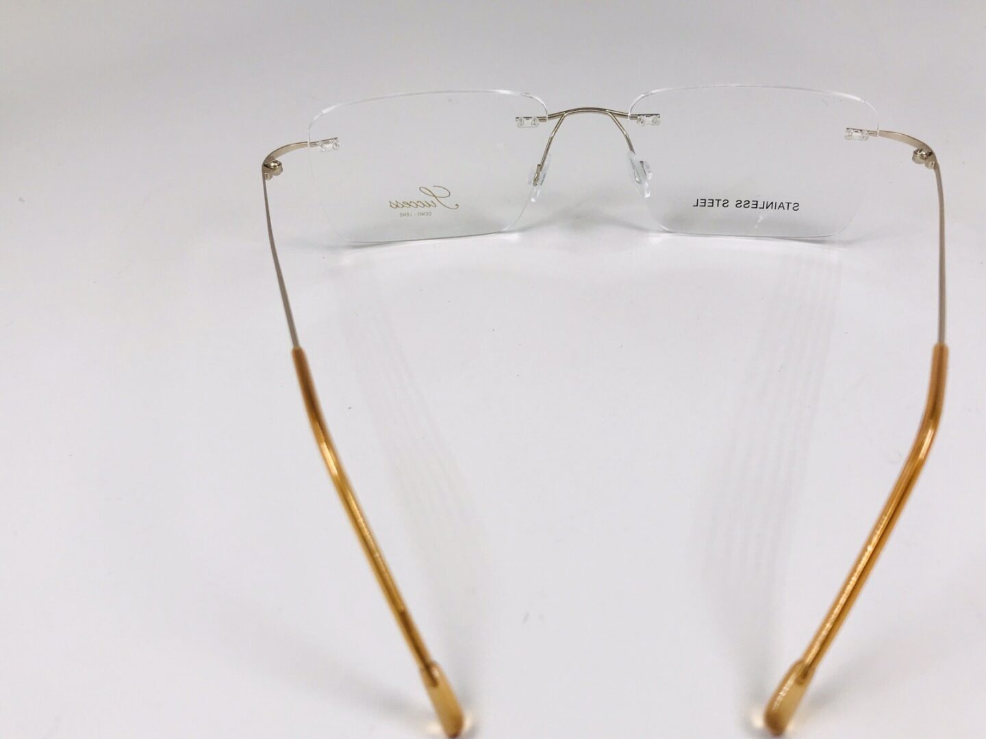 New SUCCESS SS-242 Gold Stainless Steel Rimless Eyeglasses 54mm with Case - Image 10